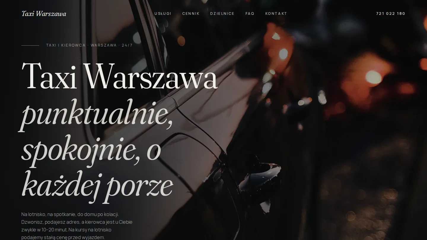 Strona demo: przewóz osób w mieście Warszawa, domena taxi-warszawa.pl