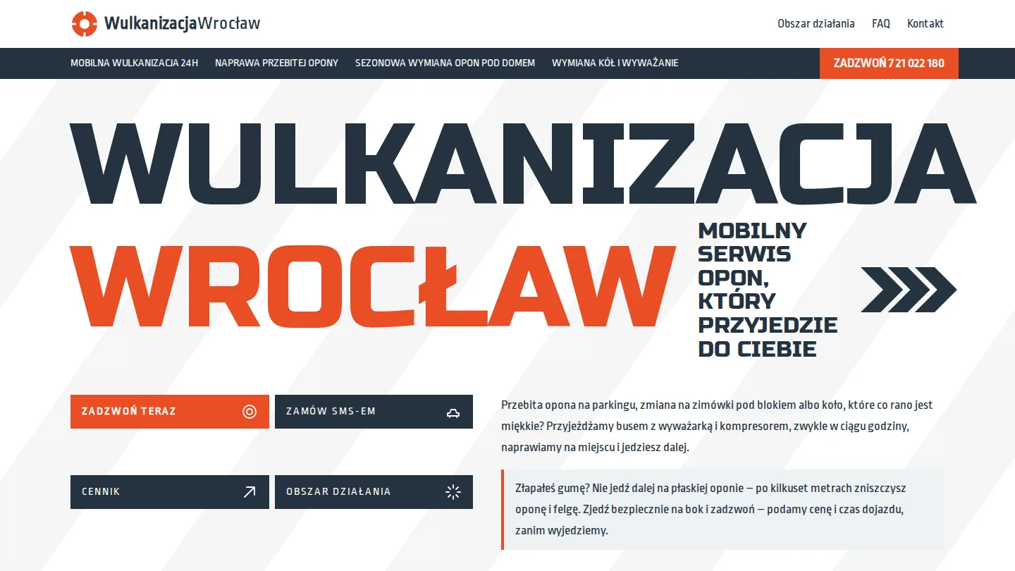 Strona demo: wulkanizacja w mieście Wrocław, domena wulkanizacja-wroclaw.pl
